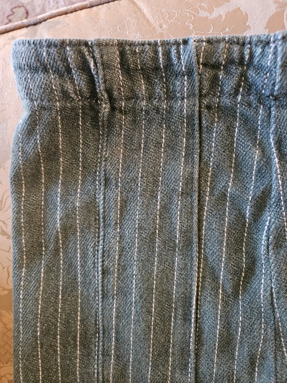 NWOT We The Free Green Pinstripe Linen-Blend Overalls Jumpsuit - Picture 5 of 16